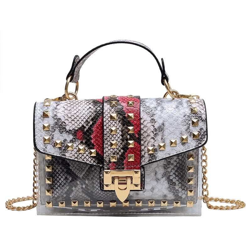 Graffiti Rivets PVC Crossbody Messenger Handbag for Women | ULZZANG BELLA