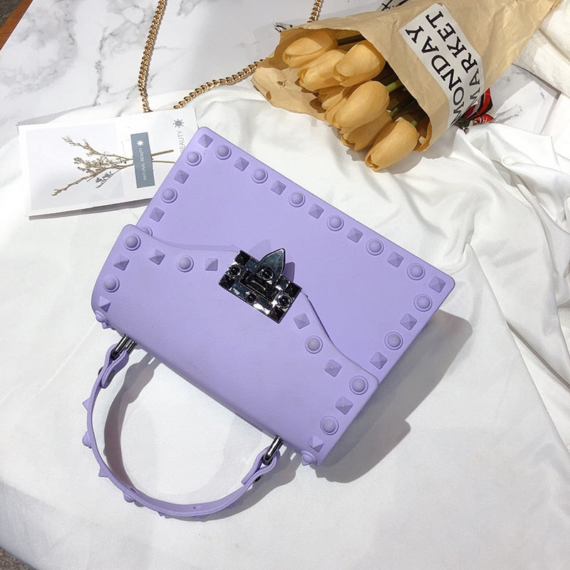 Designer Riveted PVC Shoulder Crossbody Handbag for Women | ULZZANG BELLA