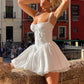 Chic Pleated Backless White A-Line Dress Miniskirt for Women | ULZZANG BELLA