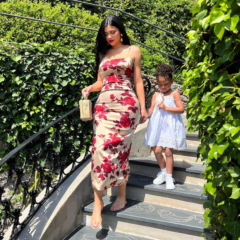 Floral Bliss Chic Bodycon Midi Summer Dress for Women | ULZZANG BELLA