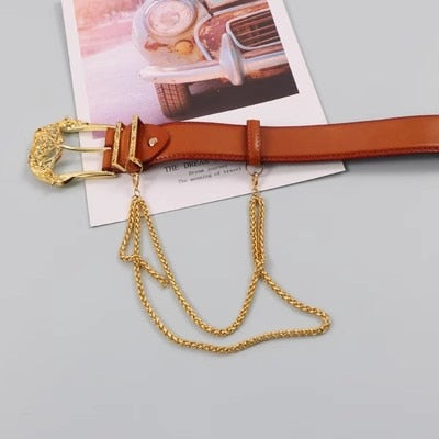 Golden Buckle Leather Corset Waistband Belt for Women | ULZZANG BELLA