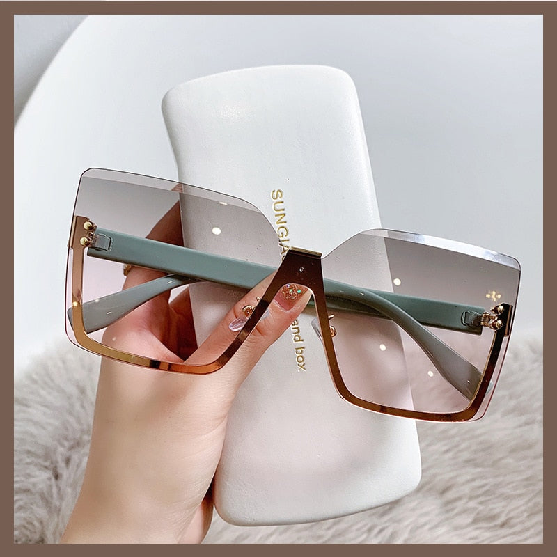 Stunning European Chic Half Frame Metal Sunglasses for Women | ULZZANG BELLA