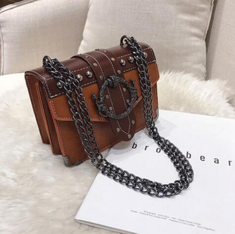 European PU Leather Lock Chain Shoulder Handbag for Women | ULZZANG BELLA