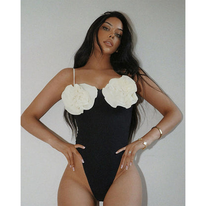 Sexy Floral Lace-Up Bandeau One Piece Monokini for Women | ULZZANG BELLA