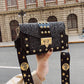 Sequin Rivet Embellished Patent Leather Crossbody Bag | ULZZANG BELLA