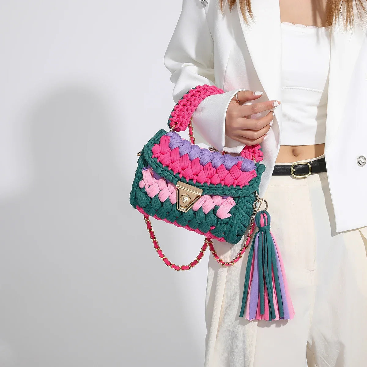 Colette Chunky Woven Top-Handle Shoulder Bag | ULZZANG BELLA