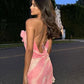 Floral Ruffle Sleeveless Off Shoulder Halter Dress for Women | ULZZANG BELLA