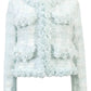 Elegant Blue Pearl Button Tweed Jacket for Women | ULZZANG BELLA