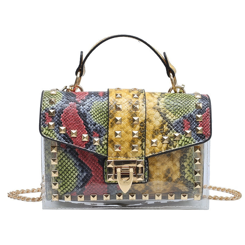 Graffiti Rivets PVC Crossbody Messenger Handbag for Women | ULZZANG BELLA