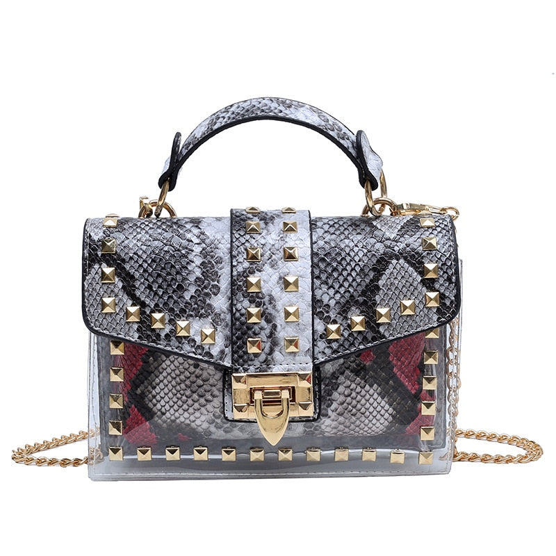 Graffiti Rivets PVC Crossbody Messenger Handbag for Women | ULZZANG BELLA