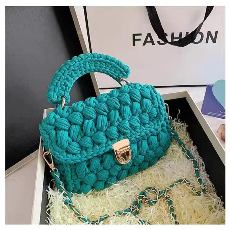 Lucienne Woven Chain-Strap Crossbody Handbag | ULZZANG BELLA