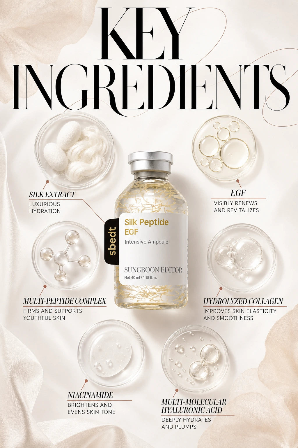 Silk Peptide EGF Intensive Ampoule 40ml | Sungboon Editor | Sungboon Editor Silk Peptide EGF Couture Serum for Radiance