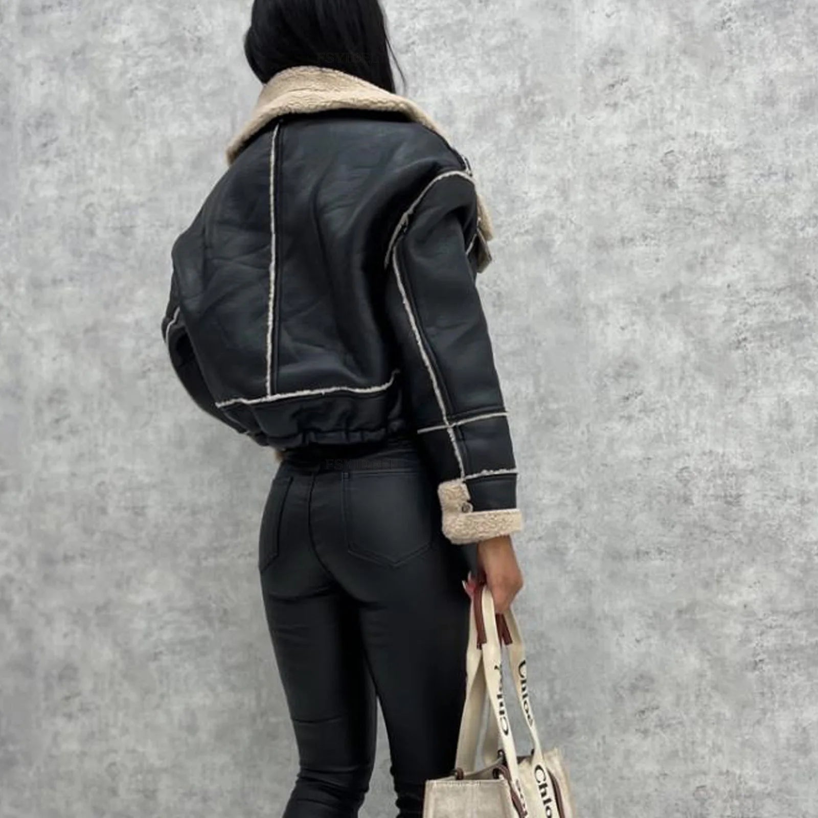 Chic Faux Leather Motorcycle Jacket for Women | ULZZANG BELLA