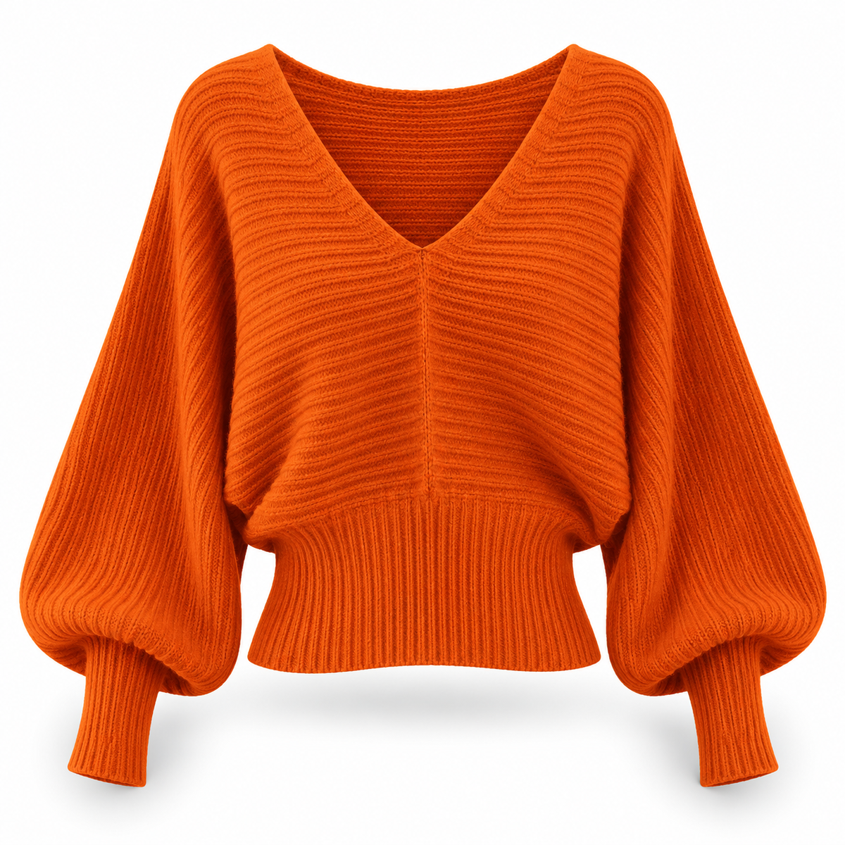 Sweetheart V-Neck Ribbed Knit Sweater | ULZZANG BELLA