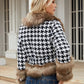 Chic Plaid Outwear Coat with Detachable Fur Collar for Women | ULZZANG BELLA