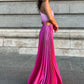 Alluring Pleated Diagonal Collar Maxi Evening Dress for Women | ULZZANG BELLA