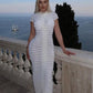 White Elegant Bodycon Knitted Maxi Dress for Women | ULZZANG BELLA