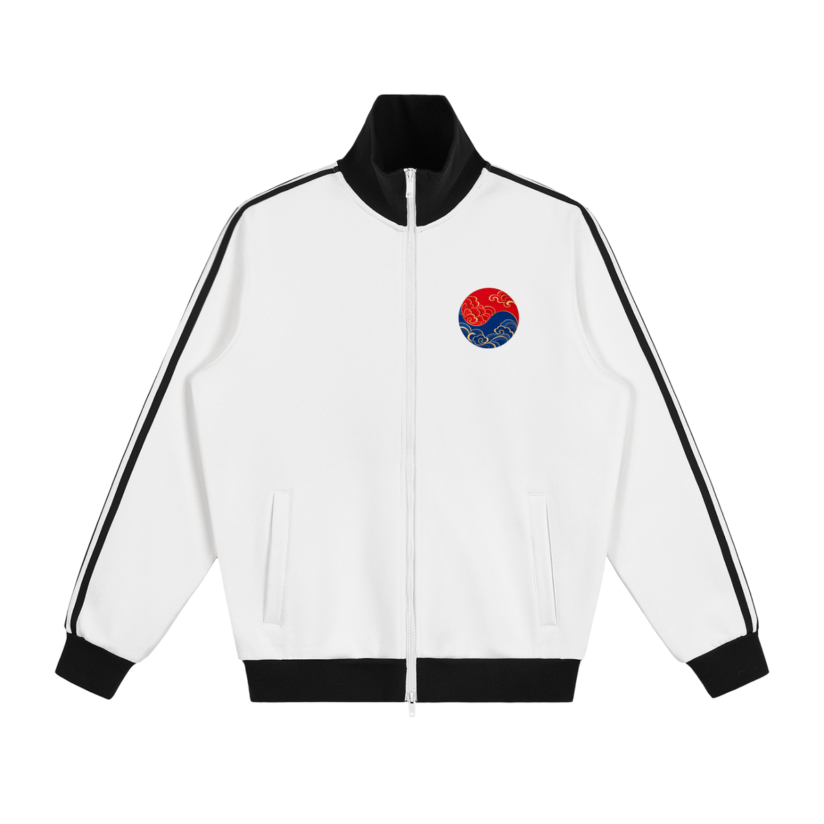 Korean Tiger Fleece-Lined Colorblock Track Jacket | ULZZANG BELLA