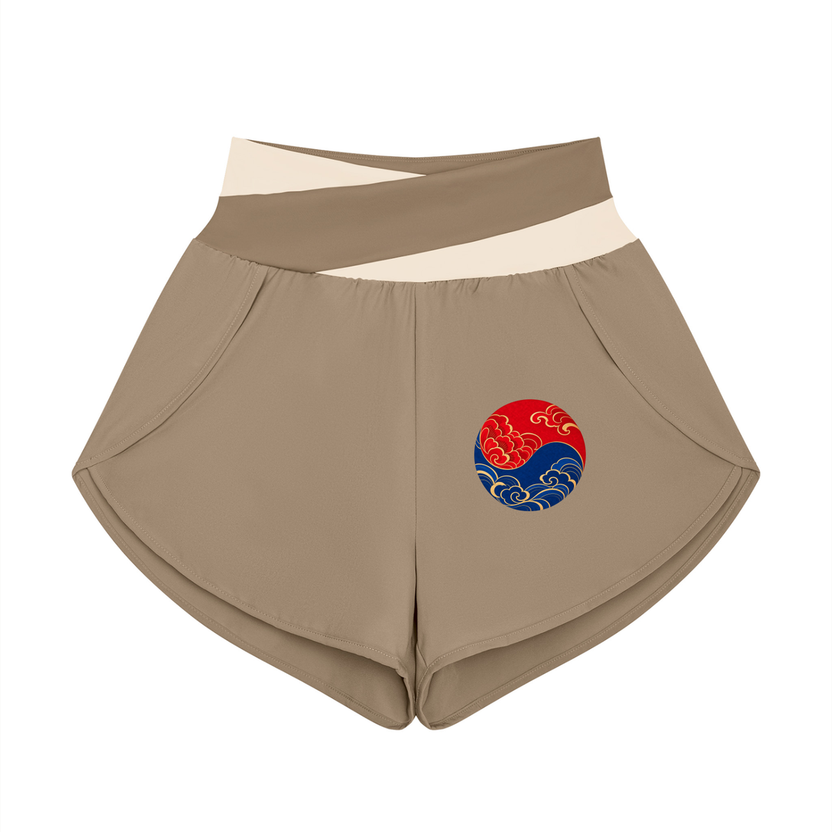 Cross-Over Panelled High Waisted Yoga Shorts | ULZZANG BELLA