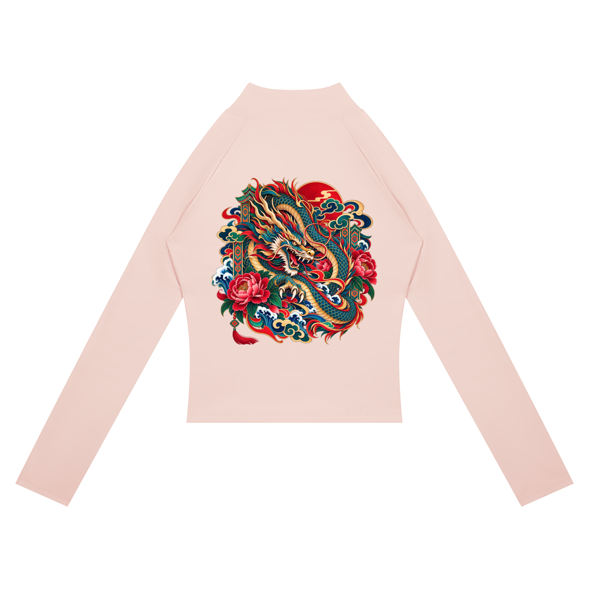 Korean Dragon Paneled Cropped Yoga Jacket | ULZZANG BELLA