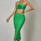 Irresistible Green Bandage Crop Top and Skirt Set for Women | ULZZANG BELLA