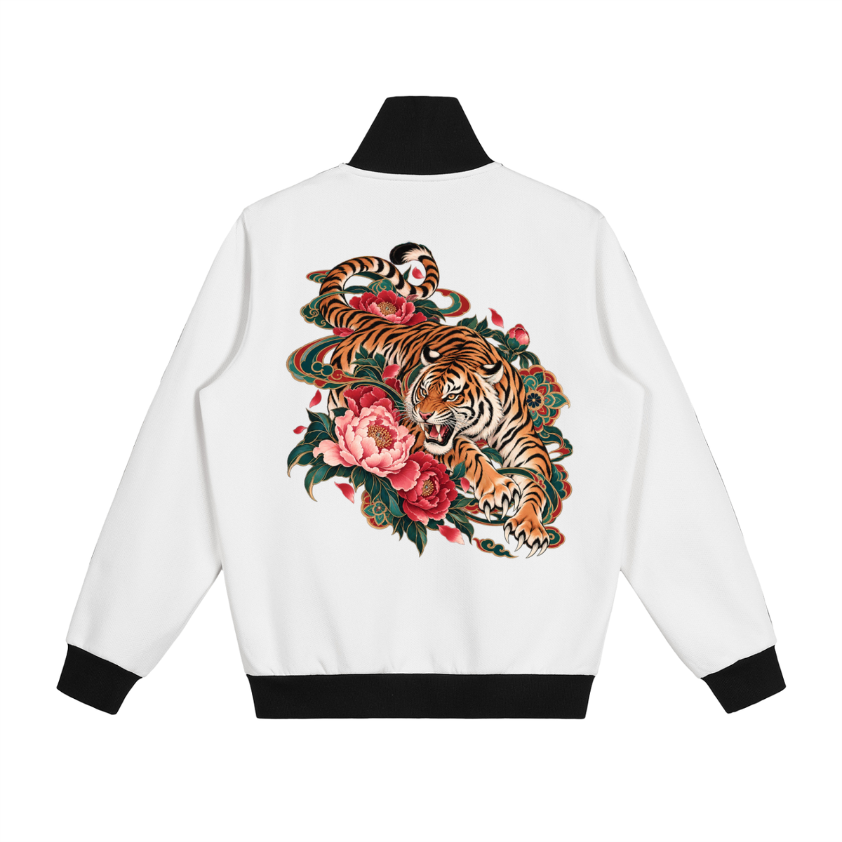 Korean Tiger Fleece-Lined Colorblock Track Jacket | ULZZANG BELLA