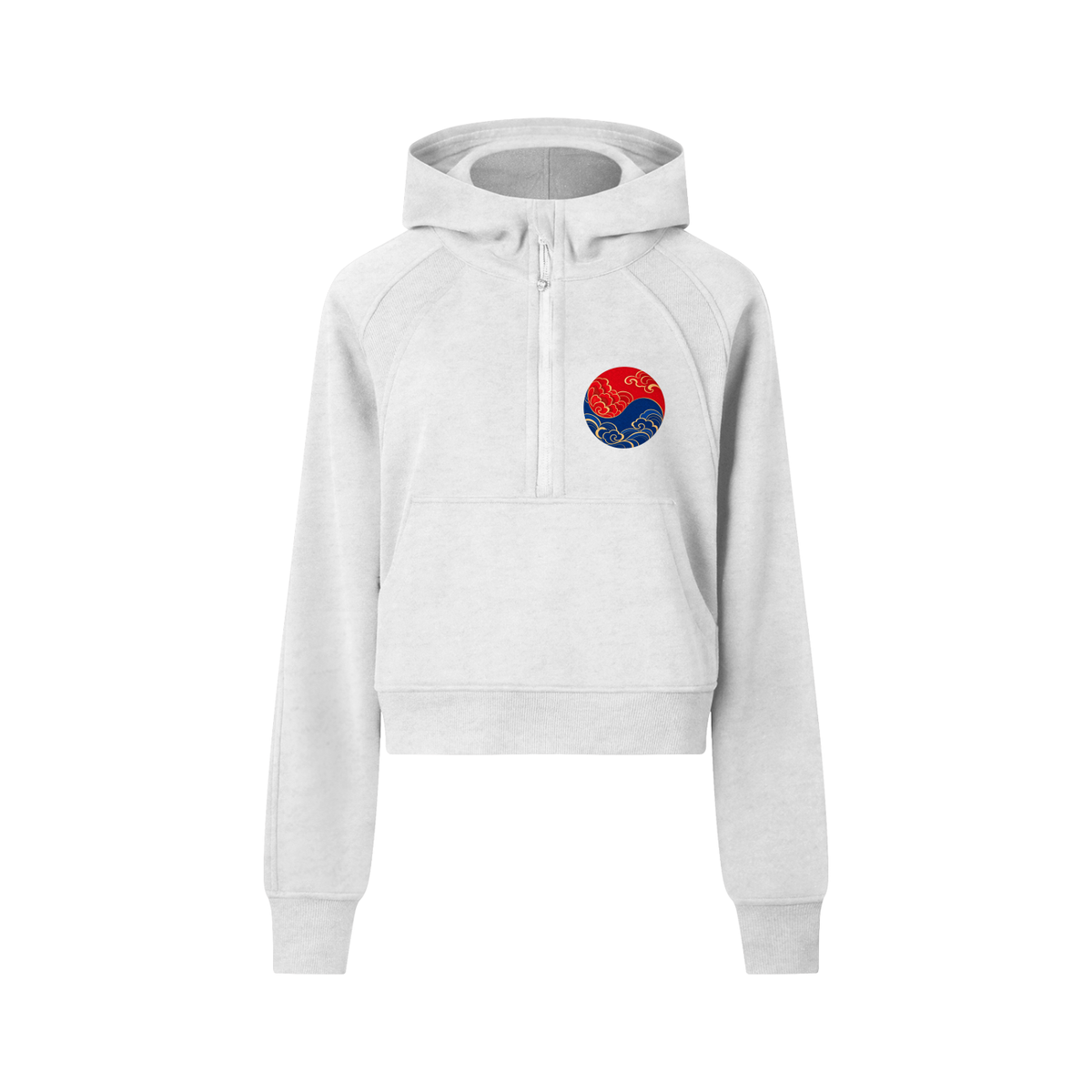 ULZZANG BELLA Korean Dragon Cropped Half-Zip Hoodie | Bold Streetwear Style