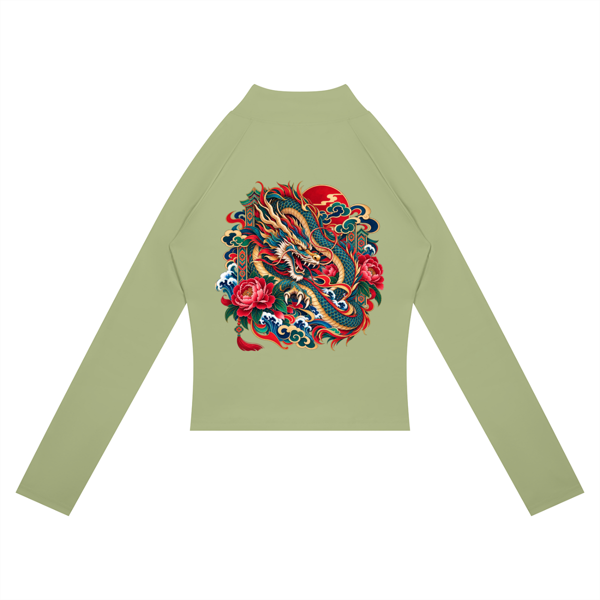 Korean Dragon Paneled Cropped Yoga Jacket | ULZZANG BELLA