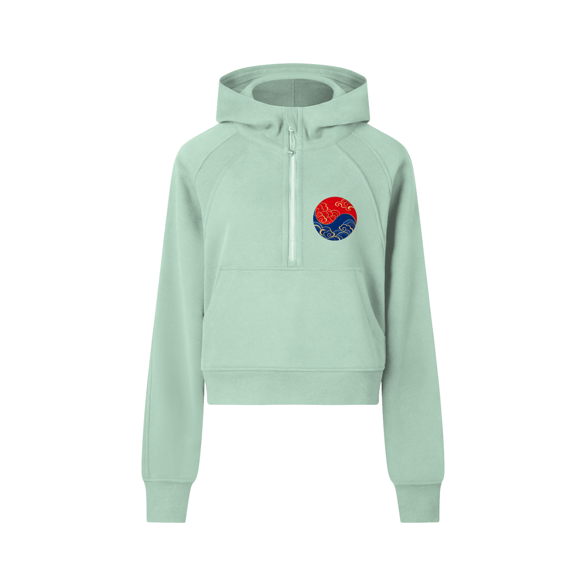 Korean Dragon Cropped Half-Zip Hoodie | ULZZANG BELLA