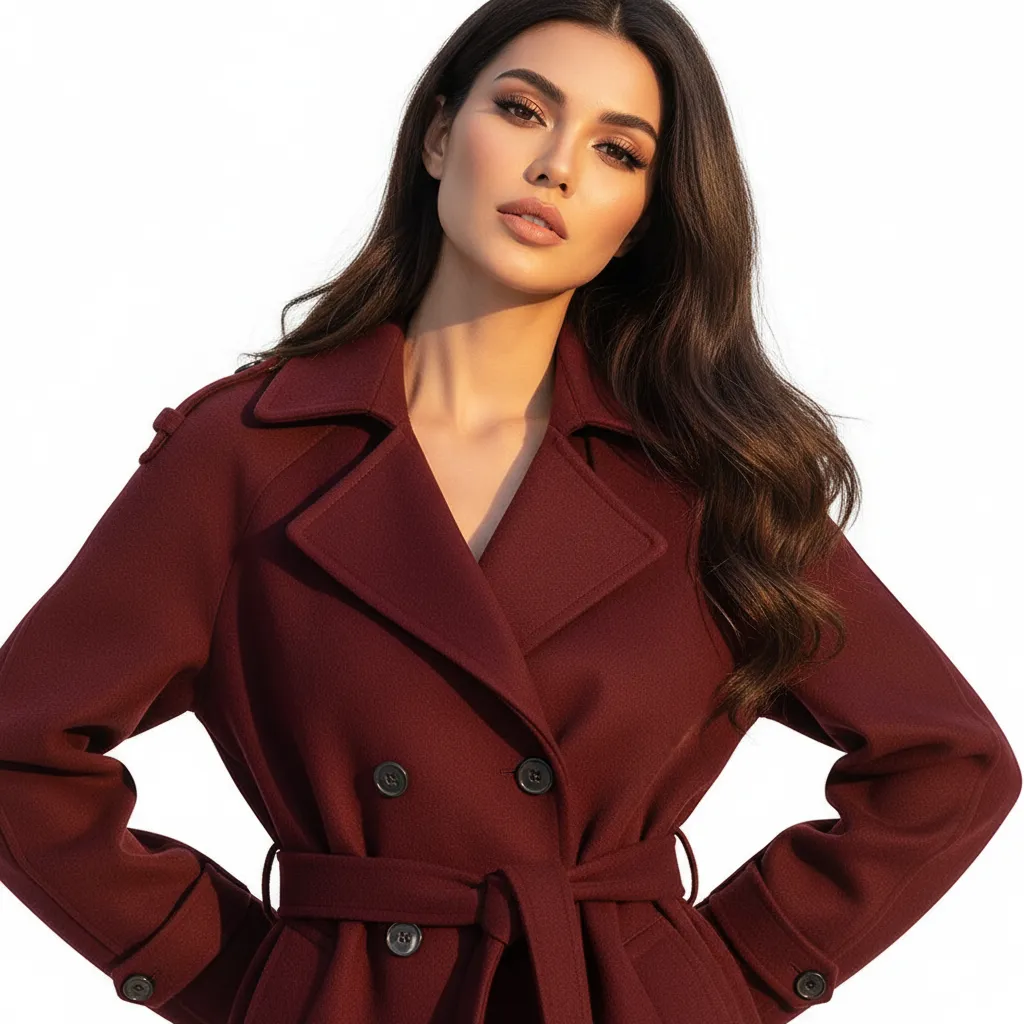 ULZZANG BELLA Double Breasted Woolen Windbreaker Coat - Luxe Elegance
