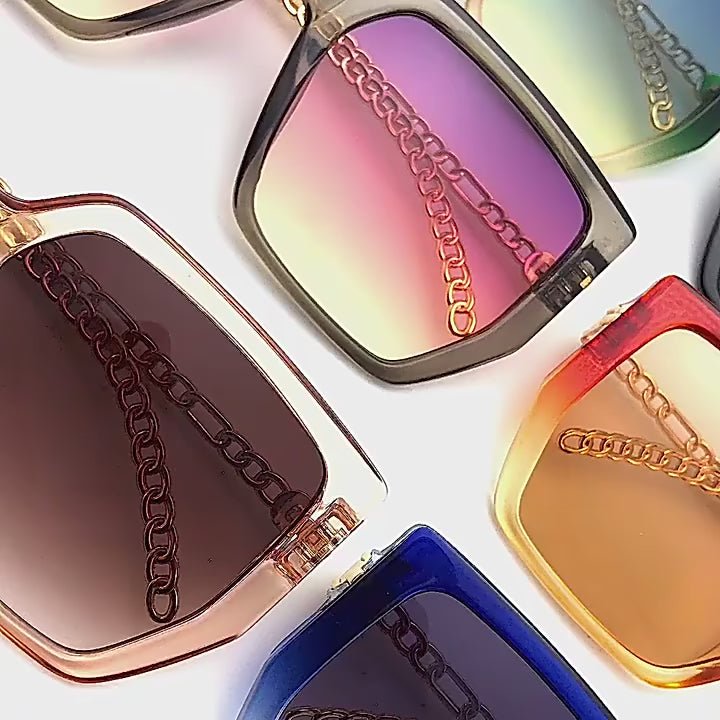 Retro Chic Colorblock Oversized Sunglasses for Women | ULZZANG BELLA