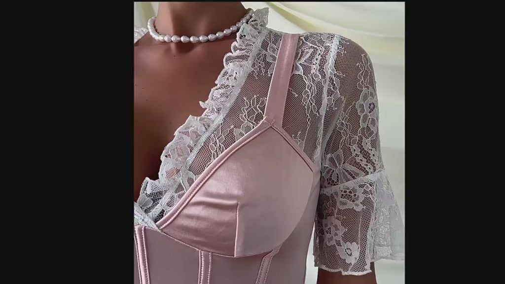 Ethereal Blossom Floral Lace Bustier Corset for Women | ULZZANG BELLA