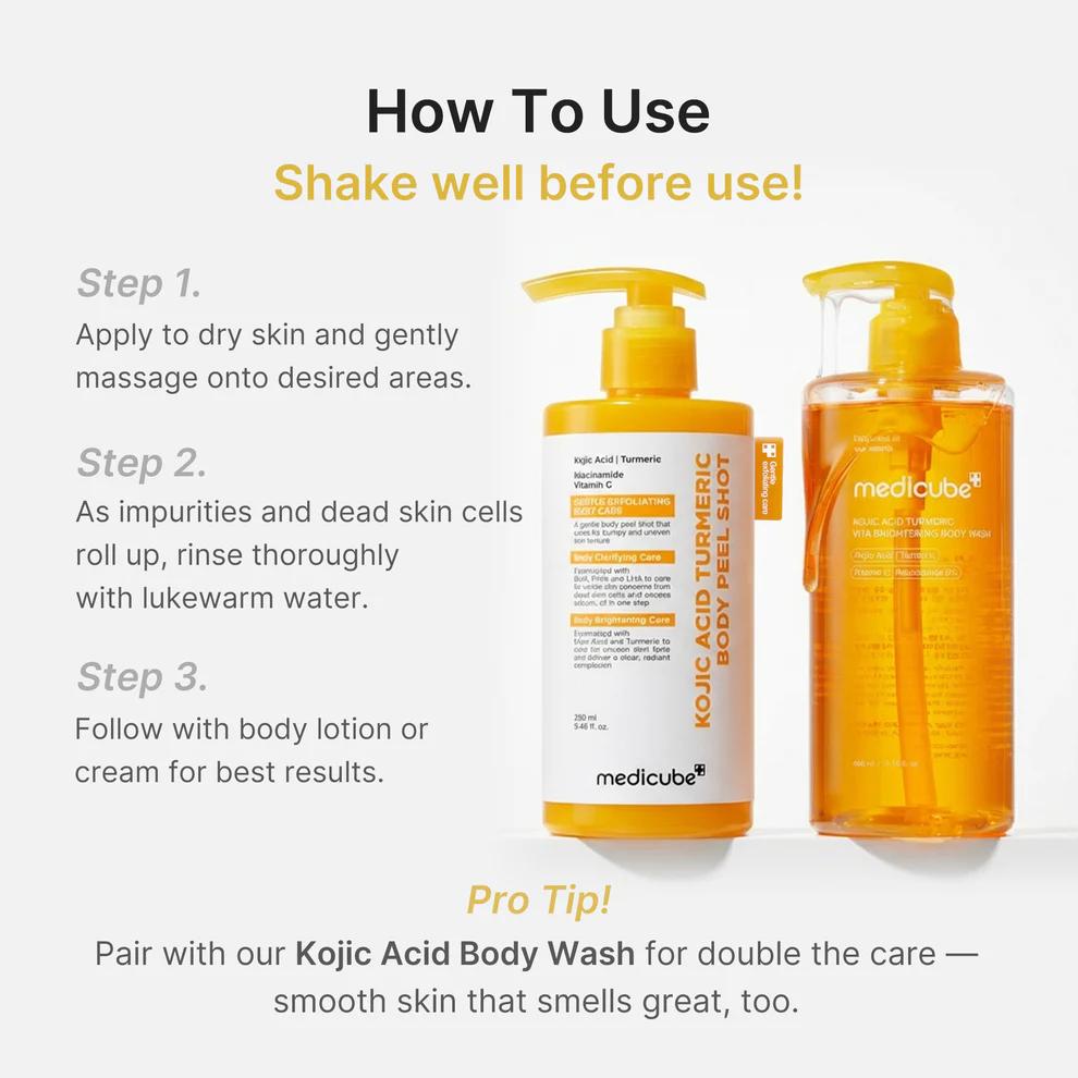 Kojic Acid Turmeric Body Peel Shot 280ml | MEDICUBE